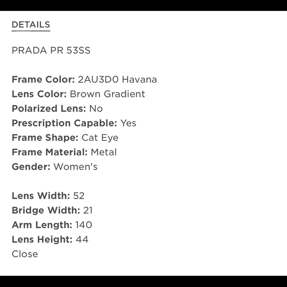 Prada Sunglasses Cat Eye style. Gradient lens. - Picture 8 of 8